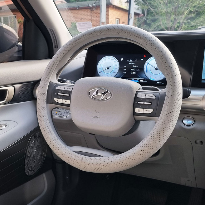 순정타공 핸들커버 현대 기아 내장재사용 최신차종 13가지 순정컬러 370mm 380mm D컷, 원형 (370~380mm공용), 블랙