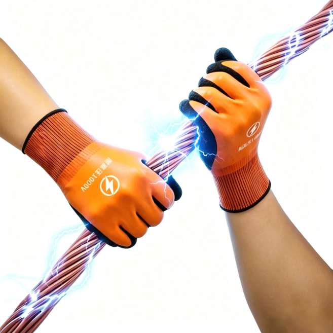OYOU✨ 最新升級 雙層絕緣手套 1000v專業電工防護手套 絕緣 電工手套 工作手套 防滑手套 防電手套 防刺穿耐磨, 橘色, 1套