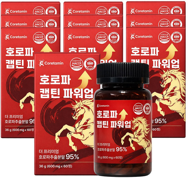 코어타민 호로파 캡틴 파워업 600mg 캡슐 종자추출물 남성 활력, 10개, 60정