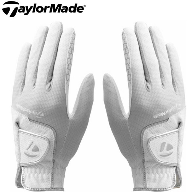 테일러메이드 WOMEN'S SUMMER 여성용 여름용 골프장갑 양손세트 TD312, 화이트/실버 양손세트