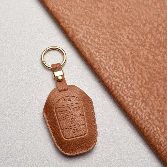 쌍용 B타입 뉴액티언 올뉴 G4 렉스턴 5버튼 스마트키 전용 천연 소가죽 키케이스, 쌍용 B 타입, 샌드 브라운