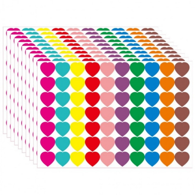 700매입 10컬러 하트 스티커 꾸미기, 1세트, 혼합(S481) 700매