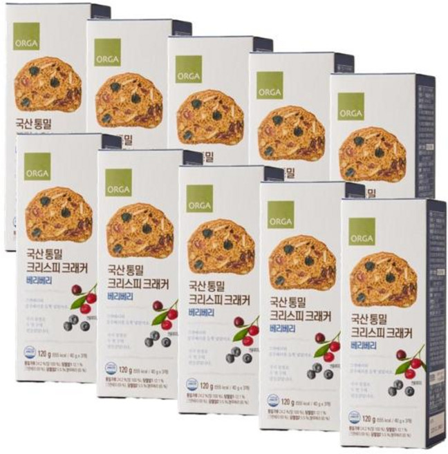 풀무원 ORGA 국산 통밀 크리스피 크래커 베리베리, 120g, 10개