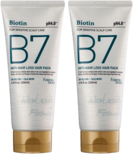 포레스트스토리 B7 약산성 탈모 헤어팩, 2개, 200ml