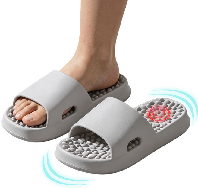 Sherrich 지압 슬리퍼 실내 부드러운 족저근막염 슬리퍼 미끄럼방지 남여공용