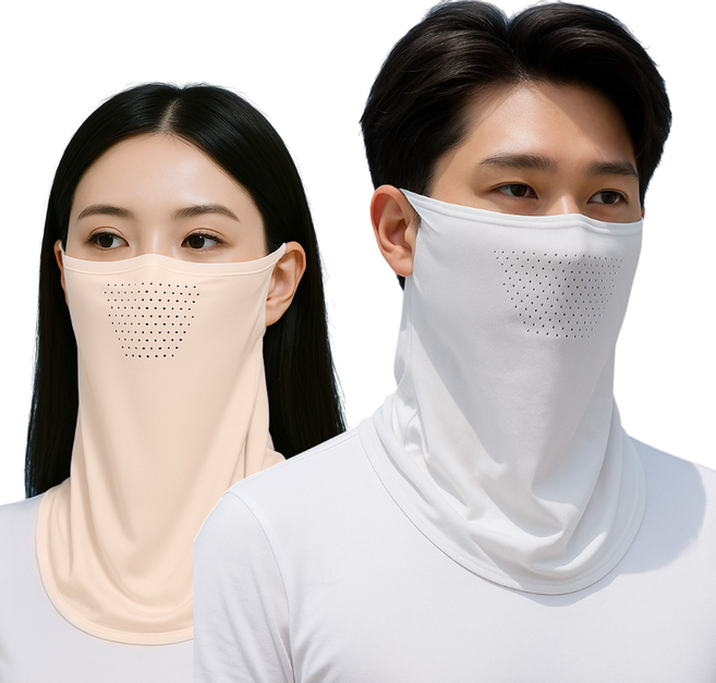 믿추 자외선차단 스포츠마스크 쿨마스크 골프 러닝 등산용, 스킨+화이트, 2개