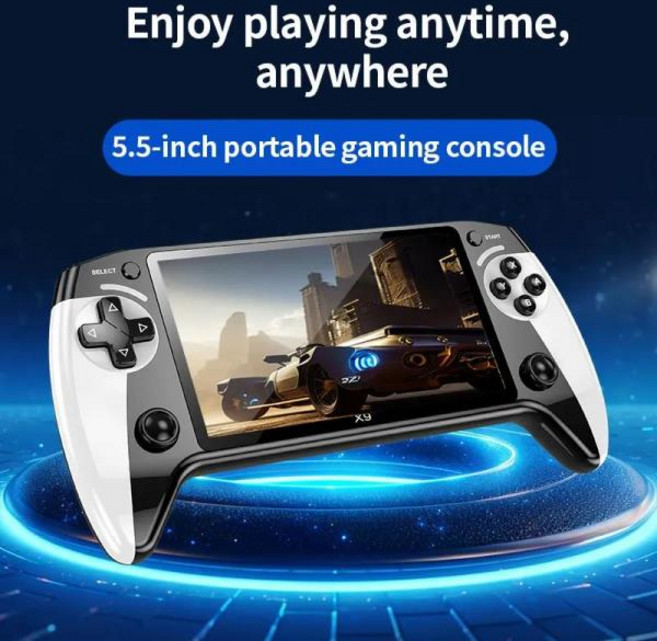 휴대용 미니게임기 X9 휴대용 게임 콘솔 1500mAh 5.5 인치 IPS HD 화면 지지대 듀오 플레이 GB GBA GBC, 01 X9