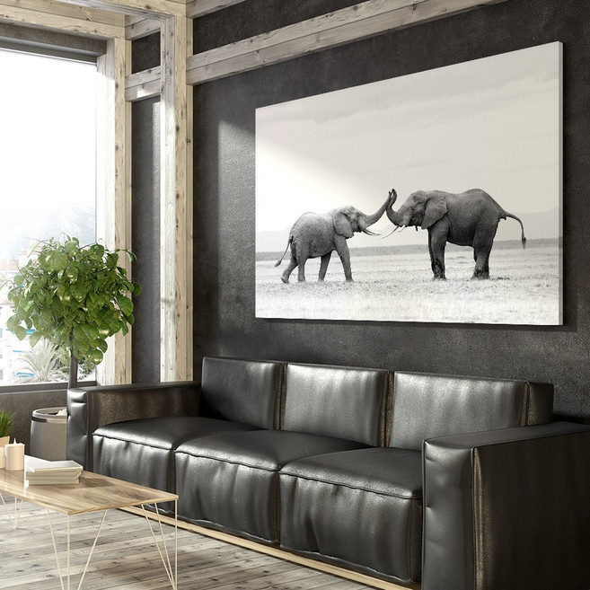 아란아트 금전운 명예운에 좋은 코끼리 그림 캔버스액자 35종, 11. 흑백 코끼리