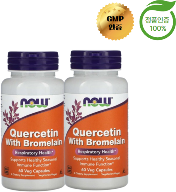 나우푸드 퀘르세틴 브로멜라인 함유 베지 캡슐 60정 케르세틴 브로멜린 quercetin 2개