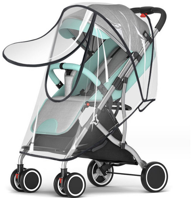 유모차 투명 레인커버 방풍커버 유아 자전거 방수커버, 1개