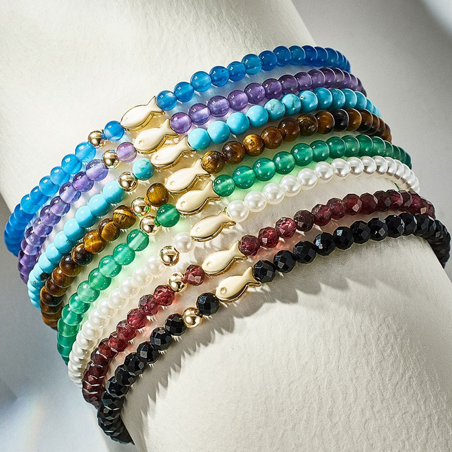 준주얼리 14K 물고기 금볼 팔찌