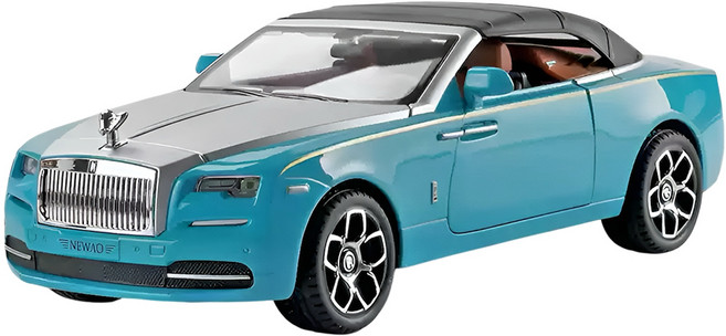 다이캐스트 1:24 롤스로이스 던 오픈카 컨버터블 모델 합금 풀백 자동차 모형, 1개, 블루