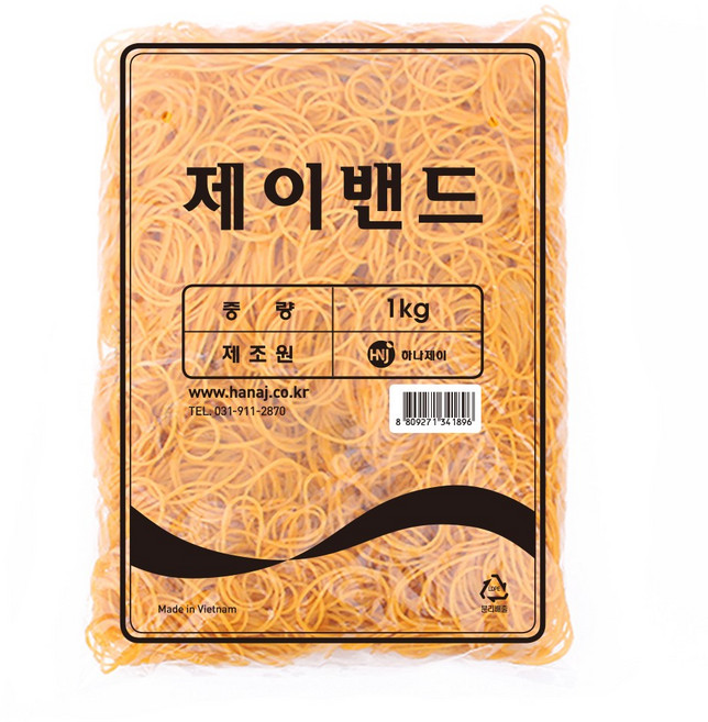 하나제이 노란고무줄 1kg 70 x 1.3mm 제이밴드, 1개