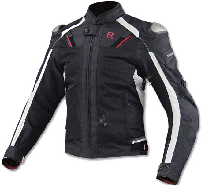 바이크 레이싱 자켓 사계절용 남녀공용 오토바이 보호구 라이딩슈트 라이딩 자켓, 블랙화이트라인