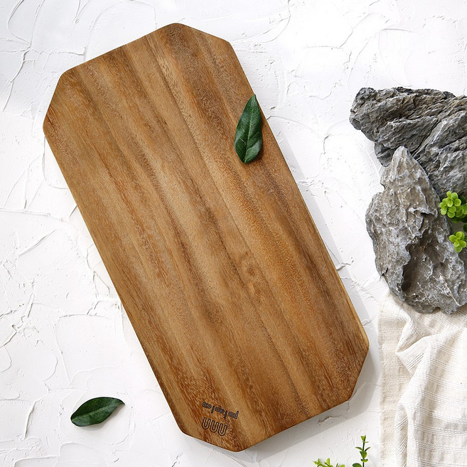 팔각형 레인트리 나무 주방도마 가정용, 1개, 브라운