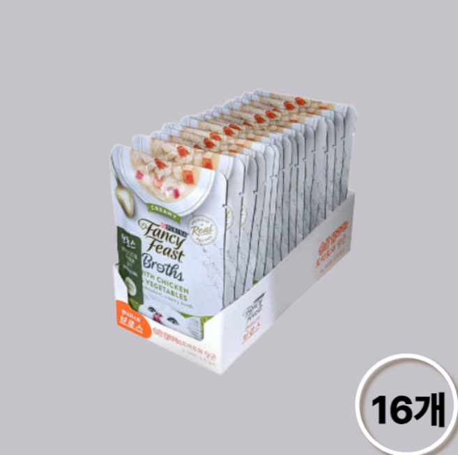 퓨리나 팬시피스트 브로스 수프 파우치 40g 4종혼합(총16개), 닭고기 + 고구마 + 당근 + 진한 고기 육수 혼합맛, 16개