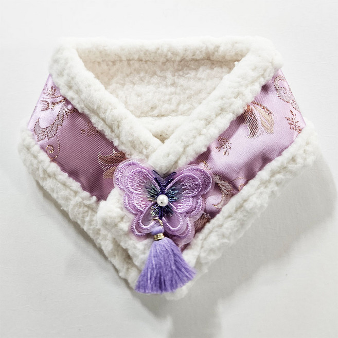 하니펫 반려동물 귀요미스카프 양털 한복 목도리, 1개, 퍼플