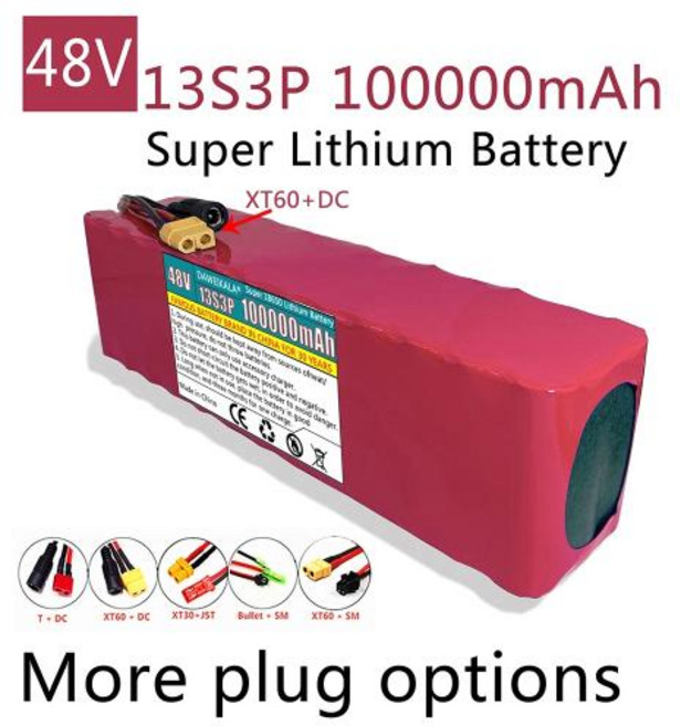 전기 스쿠터 전기 자전거용 리튬 이온 배터리 BMS 리튬 배터리 48V 배터리 18650 배터리 팩 500W 13S3P 100000mAh, 6)48V 80000mAh