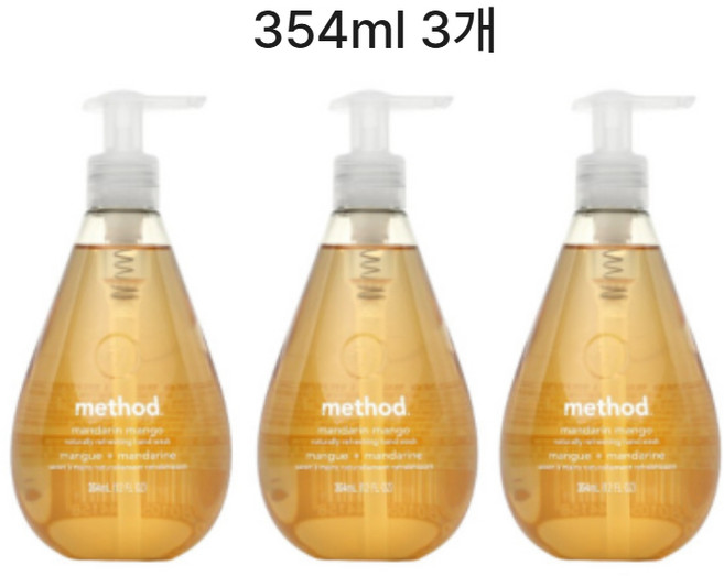 메소드 고보습 핸드워시 만다린 망고, 354ml, 3개
