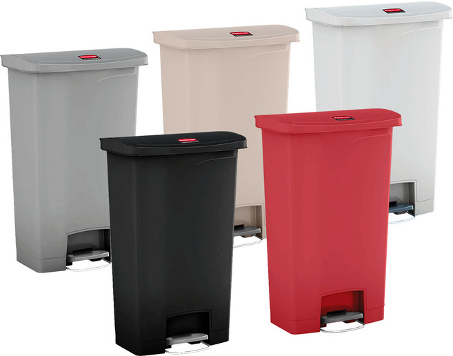 러버메이드 슬림짐 페달 휴지통 68L (프런트 스텝) #1883460, 검정, 1개