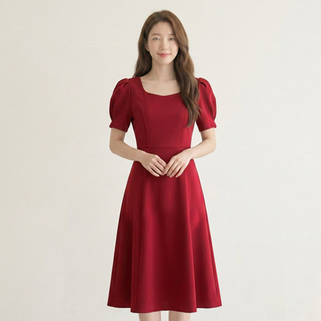 드마엘 여성 모리크 퍼스 소매 롱 원피스(3color)+델로나