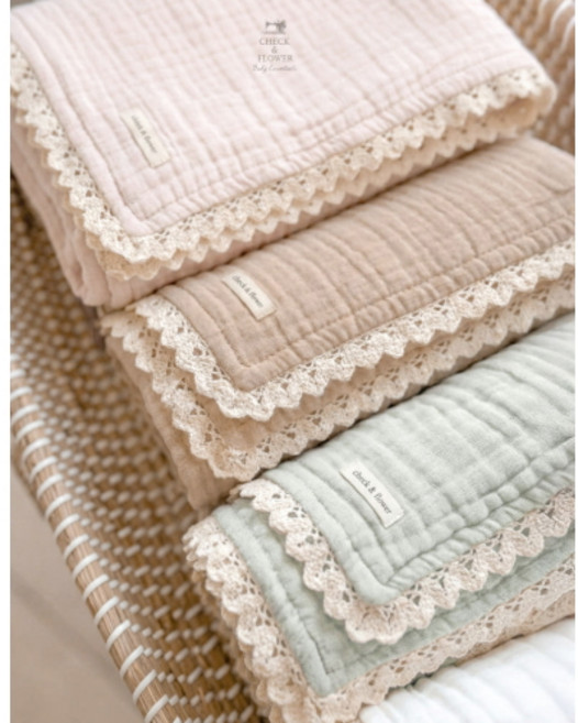 체크앤플라워 클라우드 이중거즈 아기 손수건 무형광 원단, 1개, Baby Blue