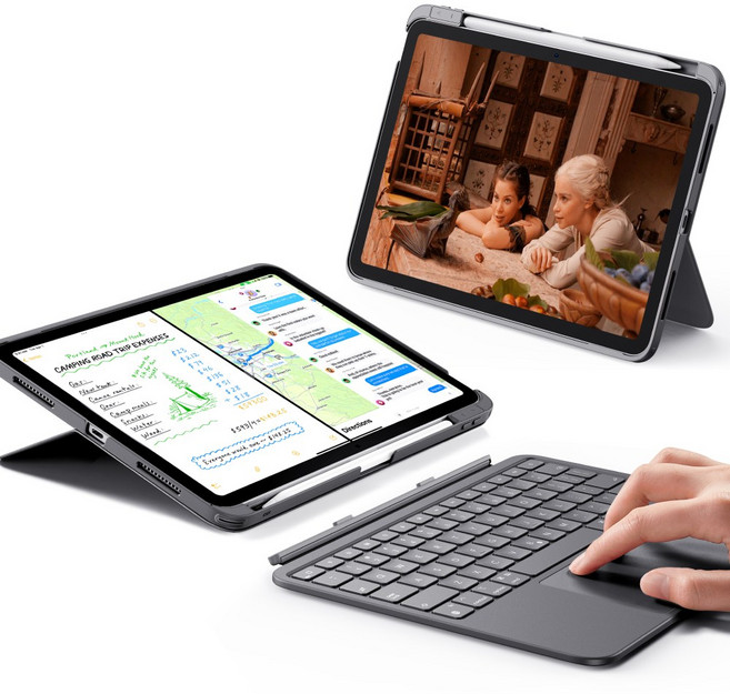 ESR 아이패드 10세대 10.9 11세대 A16 플렉스 마그네틱 펜슬수납 분리형 블루투스 키보드 케이스, 1개, 다크그레이