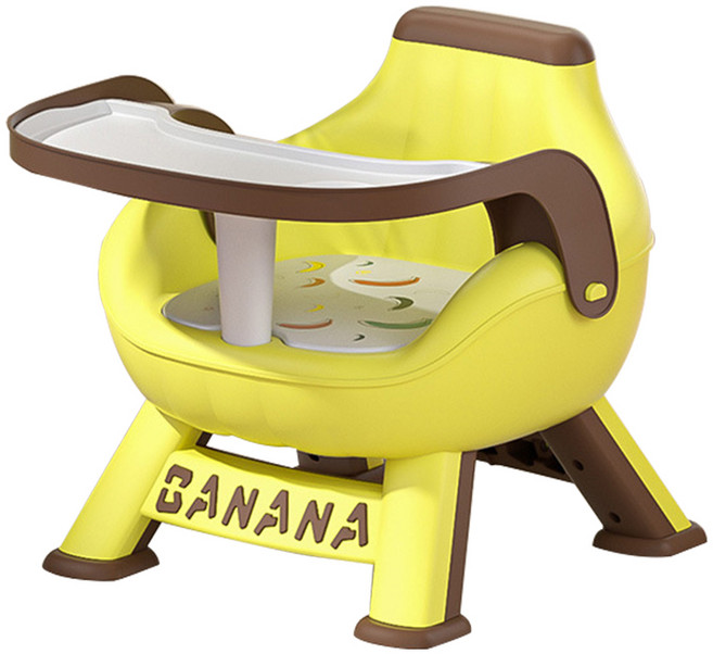 寶寶餐椅 啾啾椅 附餐盤與玩具盤 適合0-5歲兒童 嚴選PP材質, 黃色【超取1單上限1個】