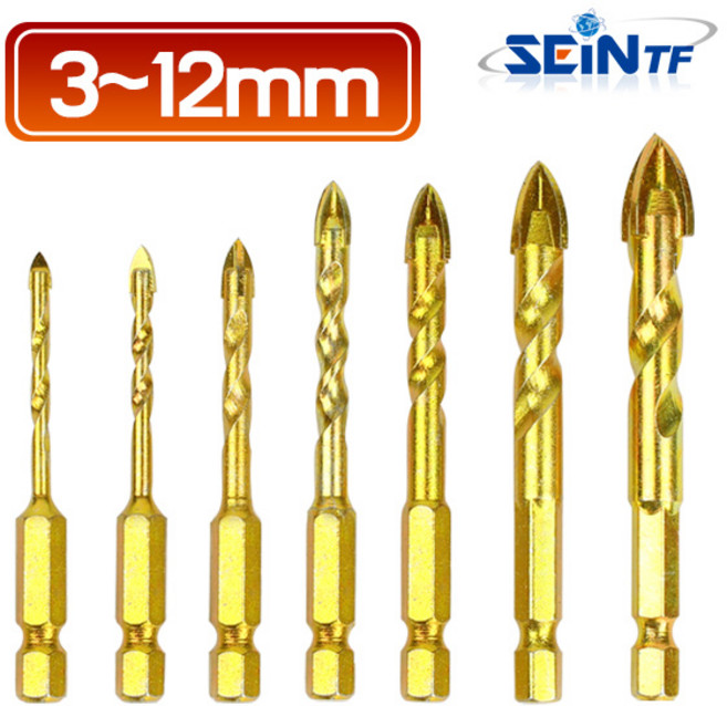 세인 유리드릴(나선형) 6mm 타일비트 대리석 십자 드릴 멀티 석재 만능, 1개