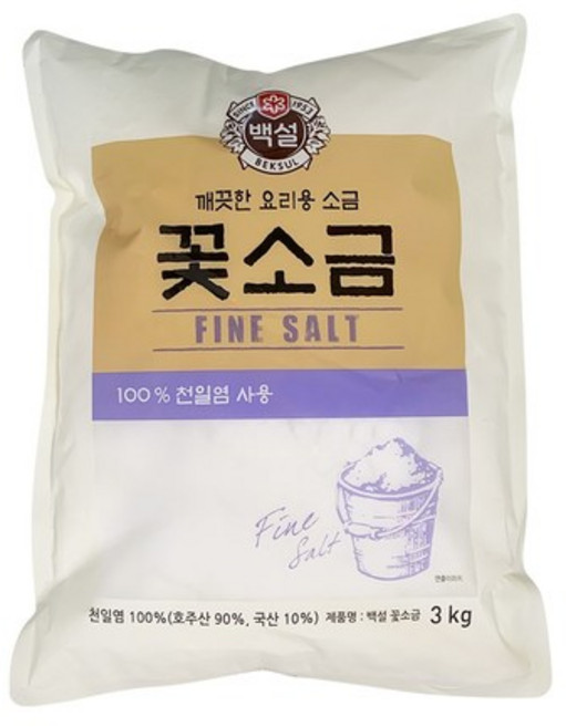 CJ제일제당 백설 꽃소금, 3kg, 1개