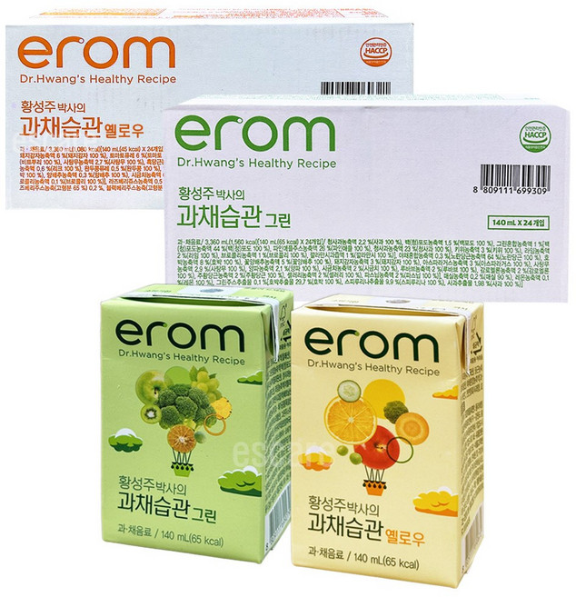 이롬 황성주박사의 과채습관 그린 옐로 (24팩) x 2박스, 48개, 140ml