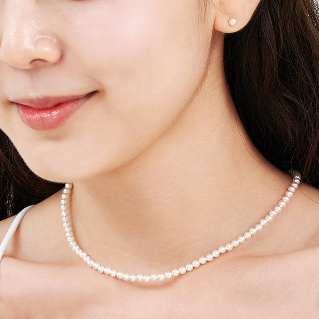 에바주얼리 혼주 여성 핵진주 스와로브스키 14k 목걸이 귀걸이 세트 케이스