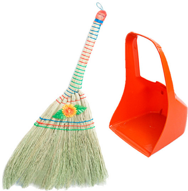 크린메이트 수수빗자루 고급 + 삼태기 쓰레받기 소 빗자루 쓰레받기 세트, 1개