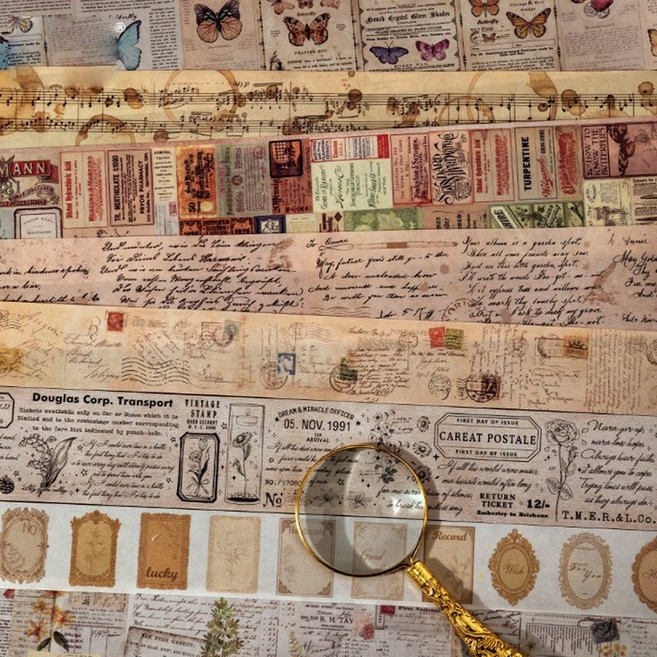 레더스 빈티지 레터링 레트로 꽃 마스킹테이프, 01. TKV01