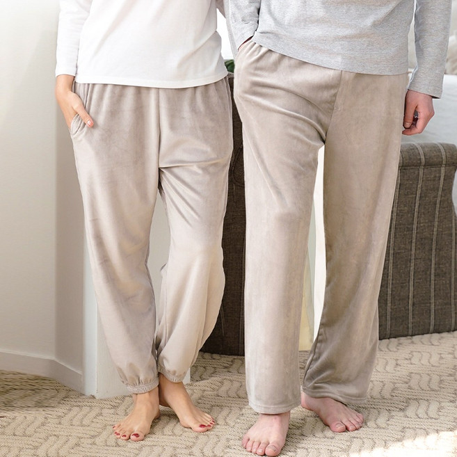 주머니 수면 바지 커플 겨울 울트라밍크 파자마 남성 여성 극세사 빅사이즈 PJ무지