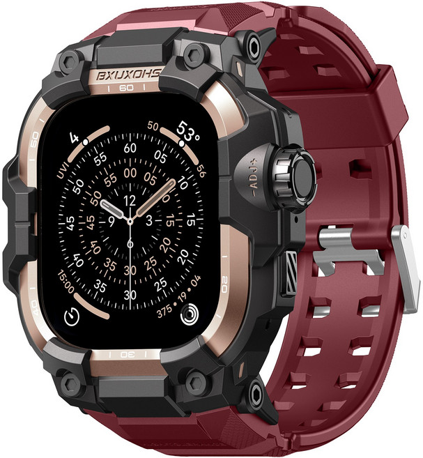 운장수트레이딩 애플워치 호환 풀커버 일체형 실리콘 스트랩, 와인