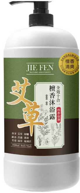 JIE FEN 艾草檀香沐浴露, 2L, 1個