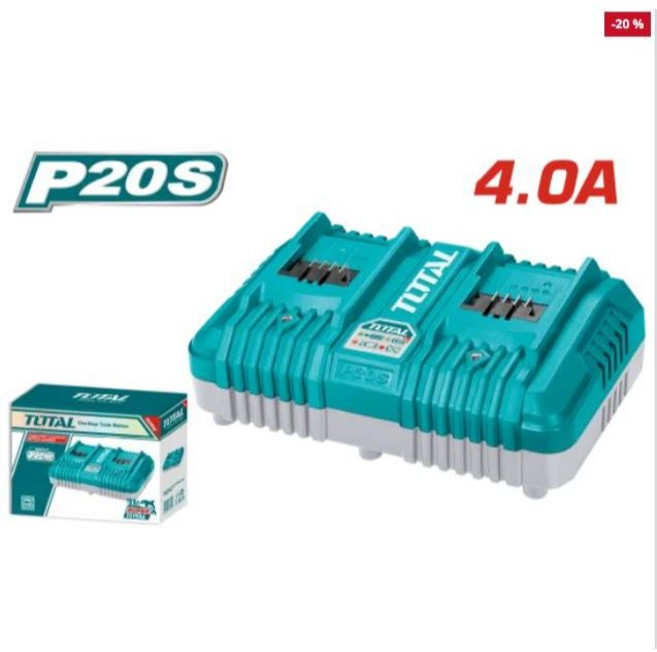 TOTAL P20S 20V 鋰電電池充電器, 1個, 4A雙-充電器