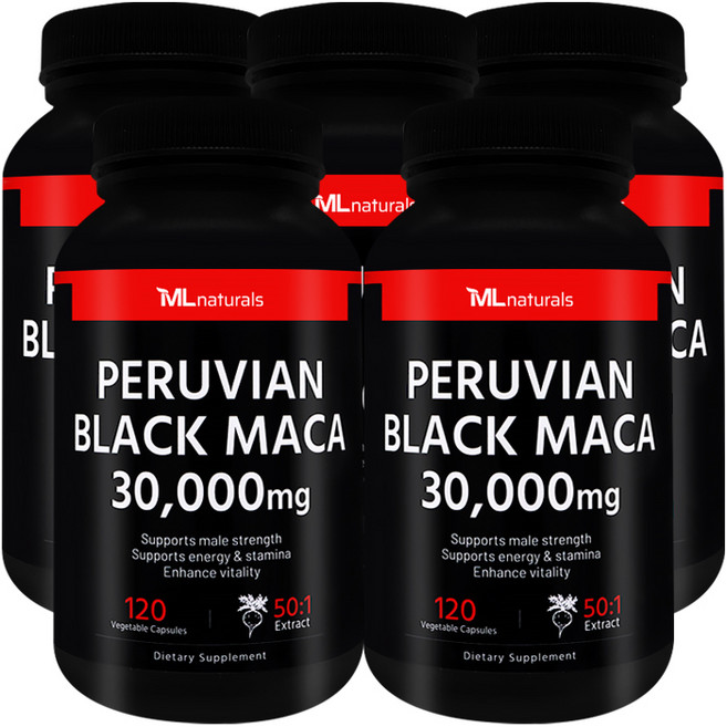 [미국번개배송] 착한명품 마이라이프 내추럴스 블랙 마카 30 000 mg 120정 5병, 5개