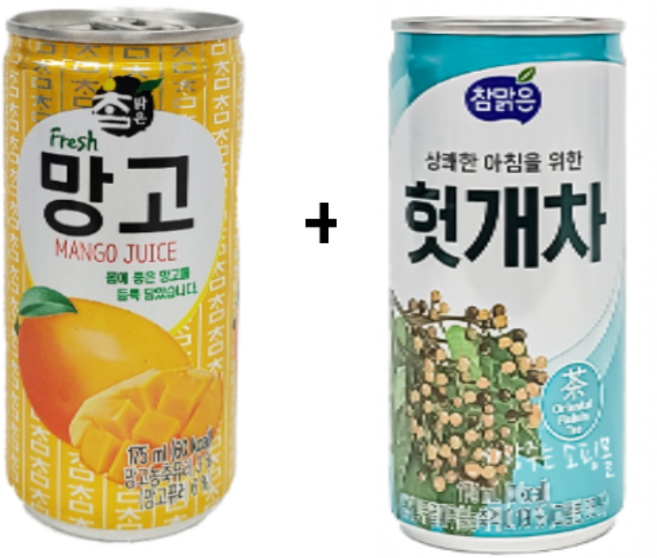 대일 참맑은 망고 175ml 30개 + 대일 헛개차 175ml 30개, 60개