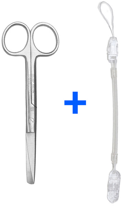 의료용 시저 가위 14cm 스프링 집게줄 2p 간호사 용품 가위집게줄, 1개, 투명집게줄_시저가위