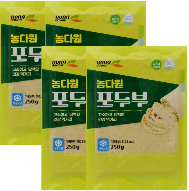농다원 콩 100% 갓 만든 포두부 건두부 무방부제 두부피 쌈두부 1kg 250g*4개, 4개, 250g
