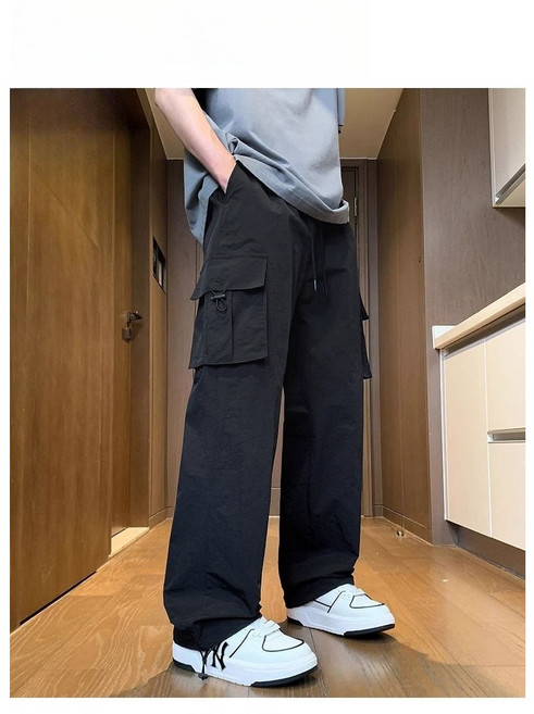 COSYEVNO 남성 봄여름 와이드핏 카고 팬츠 밴딩 스트릿 바지 BCXkz-3