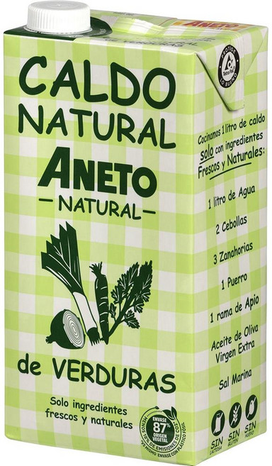 스페인 아네토 ANETO 100% natural vegetable stock 100% 내추럴 야채 육수 채수, 1L, 8개