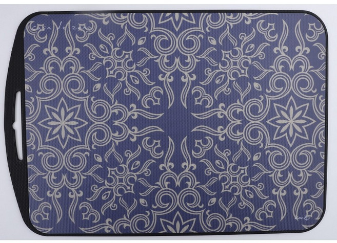 Maison de Nuri TPU 향균 도마 아트 도마 국산 BPA FREE Non-Slip 칼집 나지 않는 양면 디자인 도마, 1개, 블루, 화이트 아트패턴