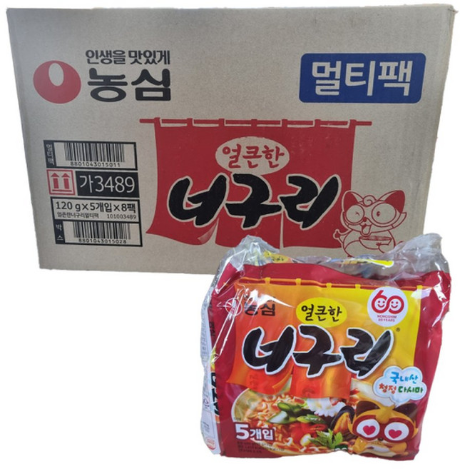 농심 얼큰한너구리 멀티 봉지라면 한박스, 농심 얼큰한너구리 x 40개 멀티 봉지라면 한박스