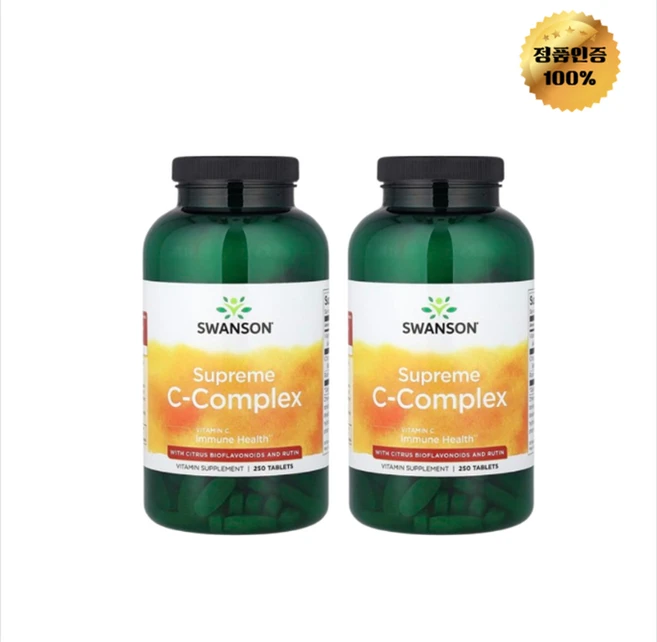 1+1 스완슨 수프림 비타민C 복합체 감귤류 바이오플라보노이드 루틴 함유 250정, 2개 - 쿠팡