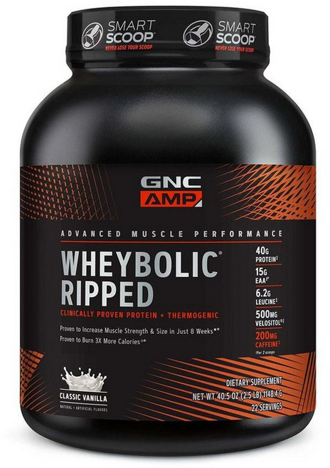 지엔씨 웨이볼릭 립드 프로틴 단백질 파우더 클래식 바닐라맛 GNC AMP Wheybolic Ripped, 1개, 1.148kg