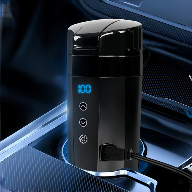 Mochae 차량용 전기포트 스마트 온도 제어 터치패널 휴대용 12V 24V 겸용, 블랙