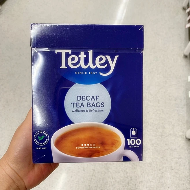 테틀리 디카페인 홍차 티백 Tetley Decaffeinated Tea Bags, 1개, 100개입, 185g - 쿠팡
